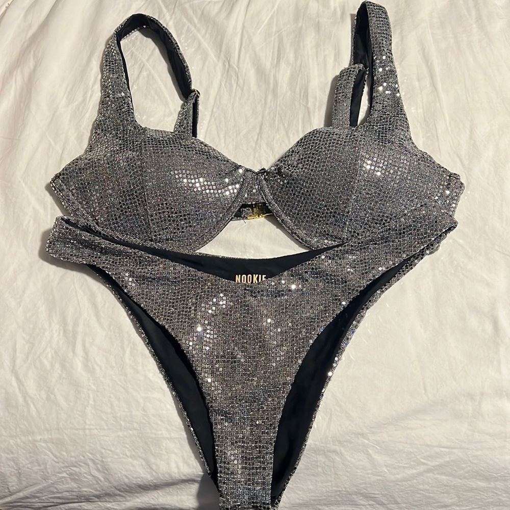 Nookie Beach Silver Sequin Underwire Bikini